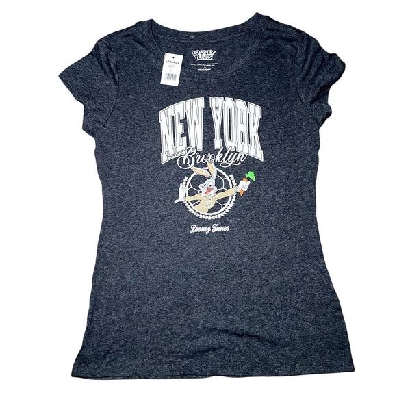 Bugs Bunny - NWT - New York Heather Gray Graphic Juniors T-Shirt - Picture 1 of 7